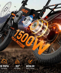 Folding Fat Tire Electric Bike for Adults With 1500W Peak Motor, showcasing powerful rear motor and disc brakes.