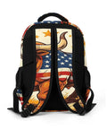 Back view of Farmland Patriotic Bull Print Unisex Backpack Large Capacity Durable Polyester Daypack With Breathable Fabric