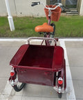 Rear view of Adult Three Wheel Tricycle With Pedals Cargo Trike with Back Cabin and adjustable handlebar and saddle.