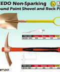 Non Sparking Round Point Shovel And Pick Mattock Set With 39 Inch Straight Blade Shovel And 36 Inch Heavy Duty Pick Hoe