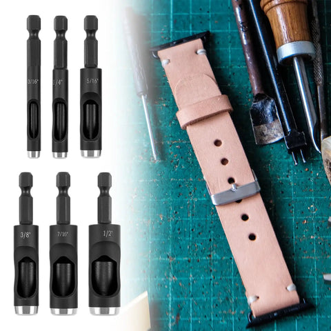 Pro Grade Leather Hole Punch Tool Set With Six Carbon Steel Punches And Drill Bits Three Sixteenth Inch To One Half Inch, tools with leather bracelet