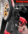 Heavy Duty Angle Grinder And Concrete Polisher With Dual Handle And 6 Speed Settings For Crushing Tile Like Butter. Close-up of diamond disc.