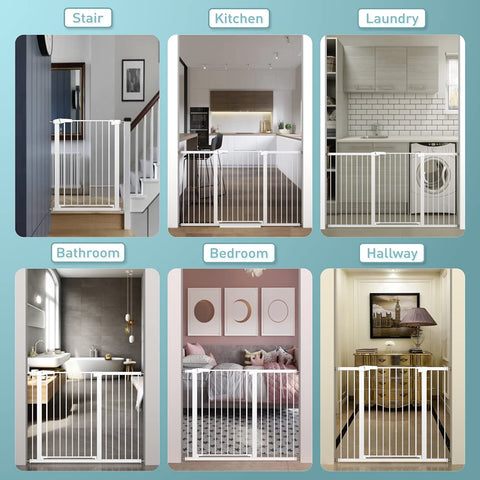Ultra Tall 38 Inch Baby And Pet Gate For Stairs And Doorways Auto Close Metal Safety Gate Pressure Mounted No Climb Fence