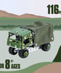 Hands On Military Truck STEM Building Toy Set For Boys Ages Eight To Twelve Metal Army Vehicle Model Kit shown with 116 pieces