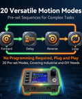 Ransanx stepper motor controller, DC 12–24V, 20 modes, front view with LCD display and control knob