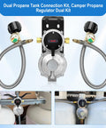 Two Tank Propane Regulator Kit With Auto Changeover And Two Hose Set That Keeps Your Camper Running Smooth LP Gas Regulator Two Stage Includes Propane Tank Gauge Durable Brass Fittings For Camper And Trailer Gas Systems
