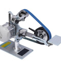 Top Shelf Desktop Belt Sander With Brushless Motor Adjustable Angled Worktable for precise wood polishing and buffing.