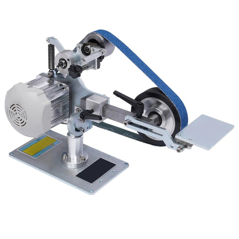 Top Shelf Desktop Belt Sander With Brushless Motor Adjustable Angled Worktable for precise wood polishing and buffing.
