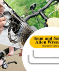 Close-up of 4mm and 5mm Allen wrenches in use, part of All In One Bike Repair Kit With Mini Pump And 16 In 1 Multitool, Tire Levers