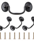 Oil Rubbed Bronze Ring Pull Handles 4 Pack, Vintage Style Cabinet Drawer Pulls With 86mm Center Hole, shown with screws