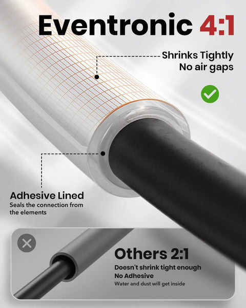 Pro Grade 4:1 Heat Shrink Tubing Kit With 3.54 Inch Extra Length, 200 Pcs Adhesive Lined Dual Wall Waterproof Tubing illustration