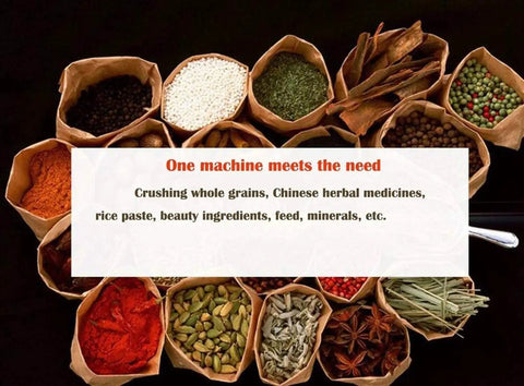 Various spices and herbs for use with Beast Mode High Speed 2500G Stainless Steel Grain Grinder Mills For Home And Small Business Electric Pulverizer.