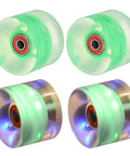 Light Up Skateboard Wheels 60x45mm 4 Pack With Bearings 78A PU glowing green LED