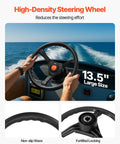 Heavy Duty Boat Steering System Kit With 12 Ft Steering Cable And 13.5 Inch Wheel, hands on wheel, ocean view