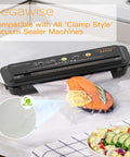Heavy Duty Vacuum Sealer Bags 8x12 Inches 110 Count For Food Freshness BPA Free Storage with salmon inside on counter