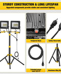 Ultra Bright LED Work Light With Stand Dual Head Adjustable Flood Light Waterproof Tripod 16.5 Ft Cord for job sites