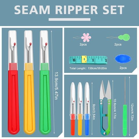 Image of Ultimate All In One Seam Ripper Kit For Sewing And Crafting Enthusiasts Includes 3 Large And 3 Small Seam Rippers Yarn Scissors