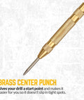 Brass automatic center punch tool for precise drilling, part of Professional Tungsten Carbide Scriber 2 Pack.