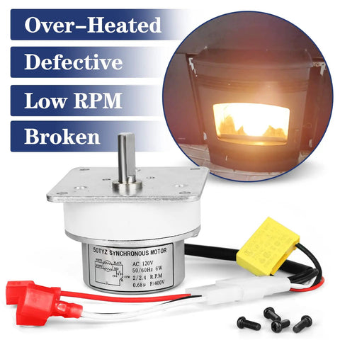 Auger Feed Motor Replacement For Fireplaces And Inserts Easy Install Compatible With 812-4421 812-4420 7000-500 motor display