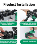 NYANS Portable Cordless Electric Wire Puller with Automatic Stringing And Infinitely Variable Speed Control installation steps showing setup process.