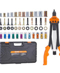 Rivet Nut Tool Kit 16 Inch With 13 Metric And SAE Mandrels, 186 Pcs Rivet Nuts, Semi Auto De Riveting, Includes Sizes M3 To M12 And 1/4-20 To 10-24