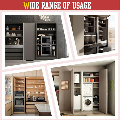Kitchen and laundry cabinets with 20 Inch Pocket Door Slides with Hinges Complete Installation Kit for Cabinets Space Saving Sliding System