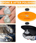 Top Shelf 3 Pack Of 8 Inch Polishing Wheels For Bench Grinders featuring before and after results on jewelry and metal surfaces.