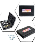 Compression Tester Kit For Engine Cylinders With Pressure Gauge Adapters, 8 Piece Set in black storage case, open and closed views.