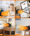600W Desk Heater With PTC Ceramic Tech in various home settings, providing quick heat for bedroom, office, and living room use.