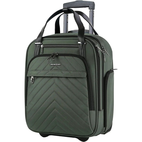 Underseat Carry-On Roller Luggage 16 Inch Lightweight Bag With Wheels For Men And Women, Go-To Travel Case, Water Resistant And Anti Scratch, Army Green, front view