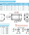 Stepper motor parameters and wiring diagram for Five Axis CNC Controller Kit With Closed Loop NEMA 23 Stepper Motors DSP Easy Servo