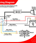 Wiring diagram for WeiSen 4500lb Electric Winch Kit with remote, showing wire connections and lengths.