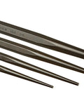 4 Piece Aligning Punch Set For Precise Hole Alignment Of Rivets Pins Or Bolts With Variable Point Shank Sizes And Tapers, Heat Treated Steel