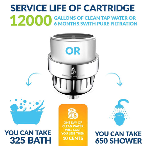15 Stage Shower Filter With 2 Cartridges Removes Chlorine And Heavy Metals KDF-55 Activated Carbon Calcium Sulfite Chrome Showerhead