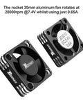 High Performance 30mm RC Motor Heatsink And ESC Cooling Fan for Brushless 540 550 Motors, dual fan view, aluminum construction