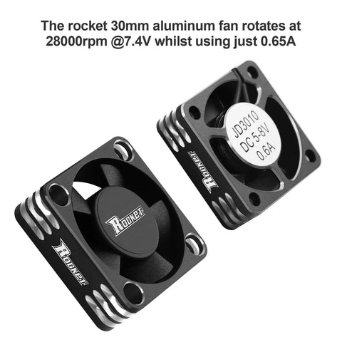 High Performance 30mm RC Motor Heatsink And ESC Cooling Fan for Brushless 540 550 Motors, dual fan view, aluminum construction