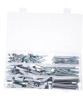 Heavy Duty Toggle Bolt And Wing Nut Kit For Drywall Walls 48 Piece Set in transparent plastic case, showing metal anchors and screws.