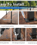 Installation guide steps for Built Tough 42 Inch Modular Cable Railing Corner Post, showing marking and drilling process.