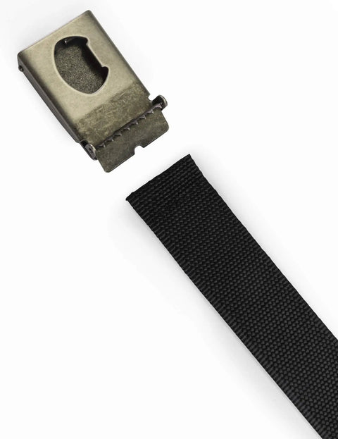 Cut To Fit 38mm Web Belt For Men With Texture Plaque Buckle, Adjustable Black Belt Sized From 32 To 44 US, Easy Trim