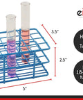 Blue Epoxy Coated Steel Wire Test Tube Rack With 24 Holes For Tubes Up To 16mm Outer Diameter, 4 By 6 Format, Corrosion Resistant