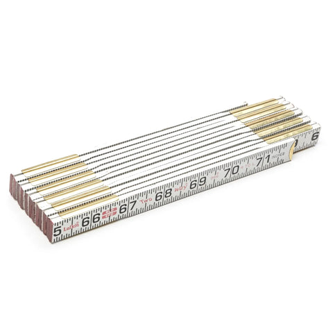Two Way Red End Wood Rule Five Eighths Inch By Six Foot Dual Sided Measuring Rule with Feet Inches and Sixteenths Markings