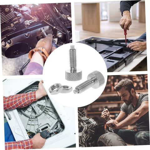 Rock Solid 2 Pack Stainless Steel Retractable Spring Plunger Pins With Knurled Grip And Dead Simple Locking Feature For Furniture And DIY Workshop Fixtures in use during repair tasks.