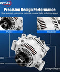 Plug-N-Play Alternator Replacement For Ford Ranger F150 E150 Explorer Escort Bronco And More 2.3L 2.5L 3.0L 4.0L 5.0L 5.8L Engines 1992 1993 1994 1995 1996 1997 1998 Compatible With 92-98 Models showing pulley, rectifier, rotor, stator, voltage regulator