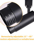 Close-up of adjustable beam feature on Five Color LED Track Lighting Heads Dimmable 12W Adjustable Beam 15 To 60 Degree Range Black