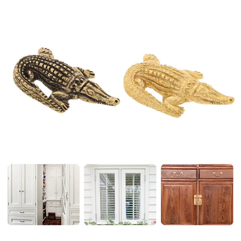 Dope Brass Alligator Shaped Cabinet Knob And Drawer Handle For Kitchen Cabinets Dressers Wardrobes And Nightstands With Durable Finish Not Easy To Fade Modern Home Decor Replacement Hardware