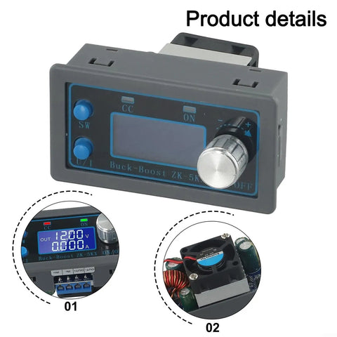 Programmable CNC DC Power Supply 0.6 To 36V 5A 80W with LCD and control knobs, close-up view with protective features