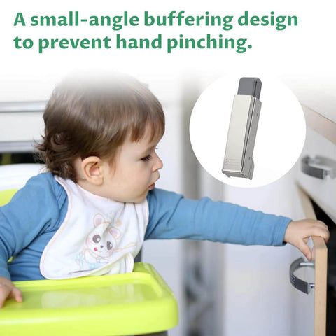 Child reaching for cabinet with Cabinet Hinge Damper Pack Of 20 For Blum Straight Arm Full Overlay Hinges With Nickel Plated Finish Replaces 973A0500.01 Dampers For European Non Soft Close Hinges Not For Face Frame Short Arm Or Flush Mounted Spring Hinges inset shown