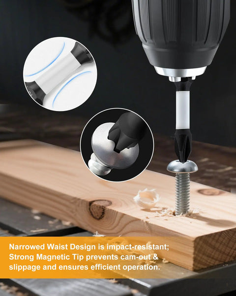 Upgraded Masonry Drill Bit Set 3/16 To 3/8 Inch Serrated Carbide Bits for easy drilling into wood with magnetic screwdriver.