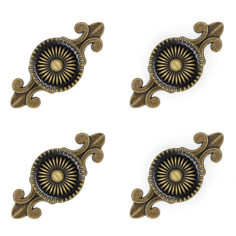 Antique Brass Cabinet Knobs With Backplates 4 Pack Zinc Alloy Solid Round Mushroom Drawer Pulls Vintage Retro Hardware