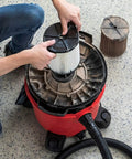 Person installing Versatile Wet Dry Vacuum Filter Cartridge For 5 Gallon And Larger Shop Vacuums With Quick Lock System Replacement